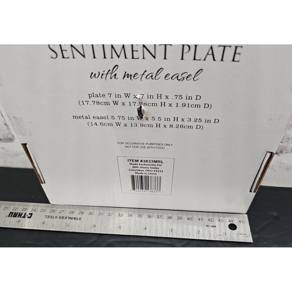 New 7x7" White Home Blessings Family Sentiment Plate w/ Metal Easel Gift Decor - Picture 5 of 5